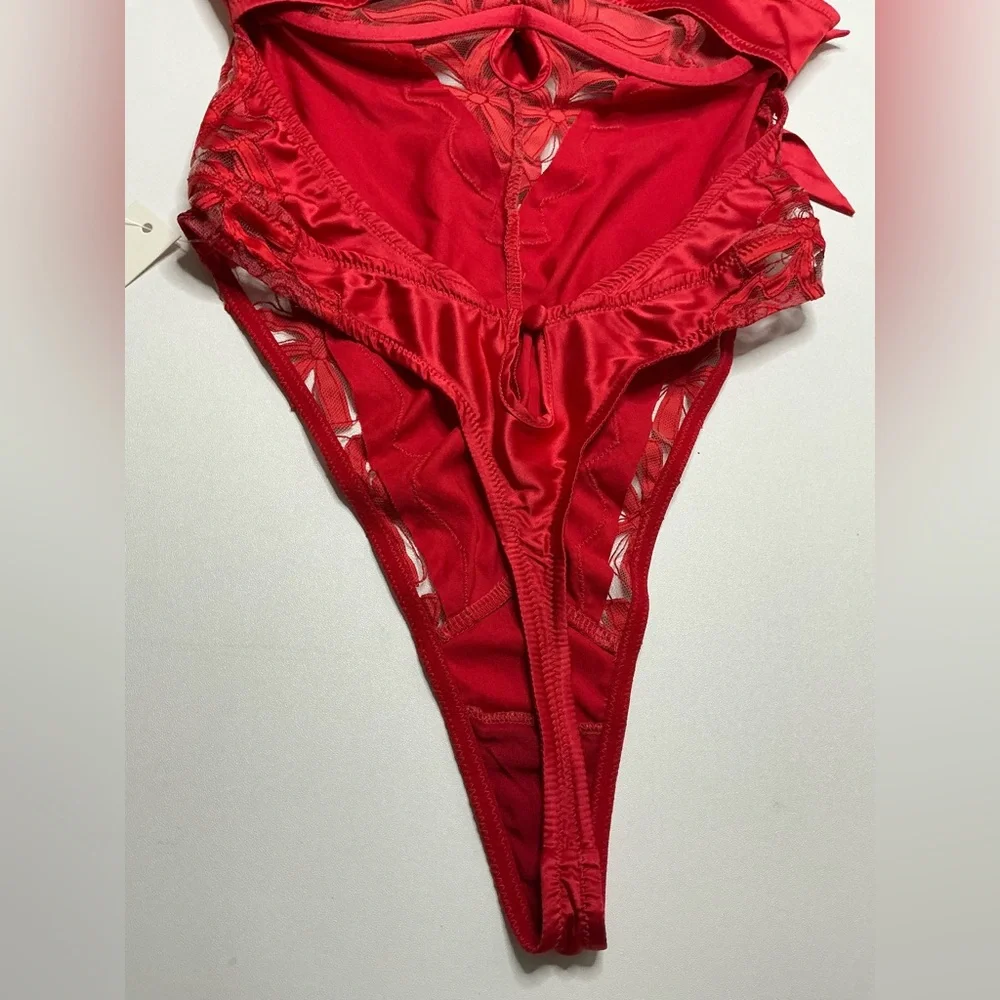 For Love & Lemons Red Lace Hallie Teddy Bodysuit Size XS NWT - Picture 8 of 10